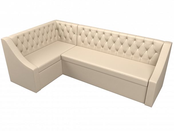 Кухонный угловой диван Мерлин левый (полностью экокожа бежевая) - Вид 5