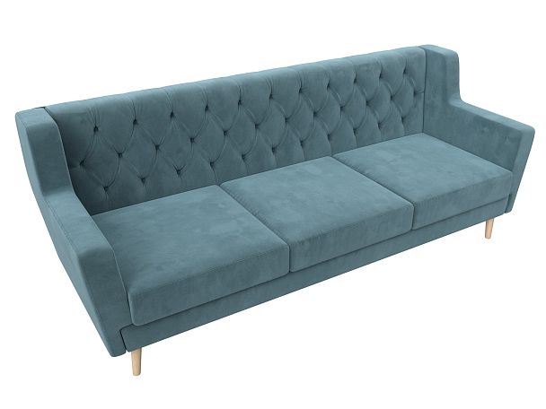 Прямой диван Брайтон 3 Люкс (полностью велюр бирюзовый) - Вид 5