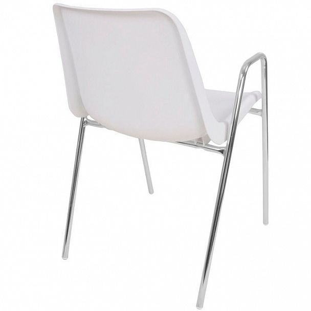 Стул Vicenza (4 высокие ножки c подлокотниками), каркас Хром, белый, стопируемый - Вид 2