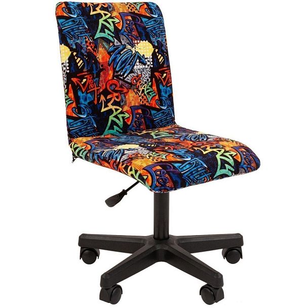 Кресло CHAIRMAN KIDS 109, пластик черный, ткань велюр, принт CRAZY - Вид 1