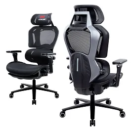 Кресло ATRONE (АТРОН) "Optimus ER-707", адаптивный механизм со слайдером, сетка, черный/серый, 532967 - Фото предпросмотра