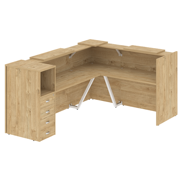 Ресепшн Г-образный "Onix" O.R-K-27 тиквуд светлый - Вид 1