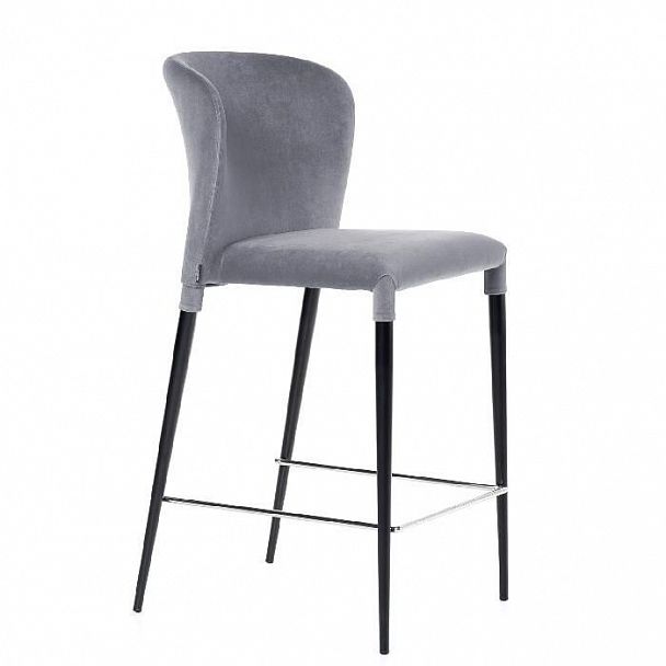 Стул полубарный Albert, бархат светло-серый 26 /опора конус - Вид 1