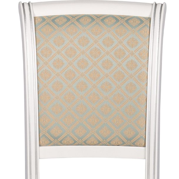 Стул деревянный с мягким сиденьем Арктос Белый с серебряной патиной/Бирюзовый жаккард - Вид 7