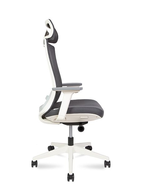 Кресло офисное Ruby / белый пластик / серая сетка / серая ткань - Вид 4