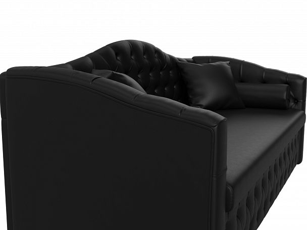 Прямой диван Мечта (полностью экокожа черная) - Вид 4