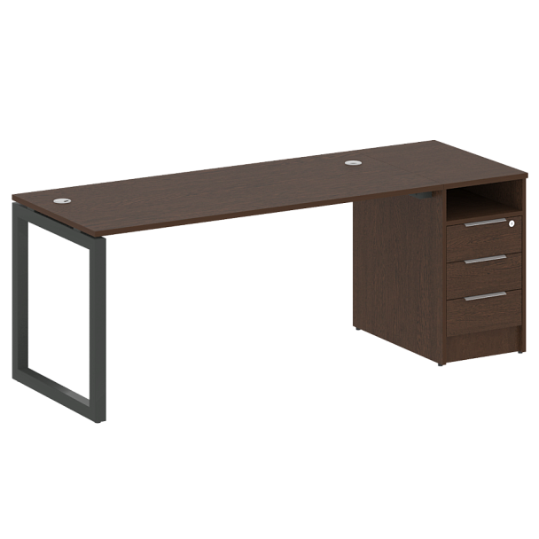 Metal System Quattro Р. ст. с тумбой на О-образном м/к 50БО.РС-СТП-1.4 Венге/Антрацит металл 2012*720*750 - Вид 1