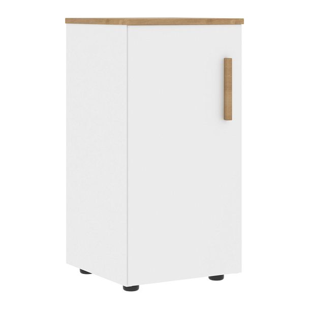 Шкаф колонка с глухой малой дверью (L) и топом FLC 40.1(L) Белый премиум/Дуб Гамильтон 404х429х818 - Вид 1