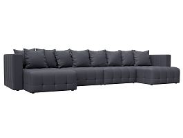 Диван П-образный Лига-052 НПБ Лонг Экокожа серый - Фото предпросмотра