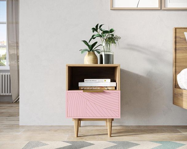 Тумбочка с нижним ящиком Line LN09/GR1/pink - Вид 4