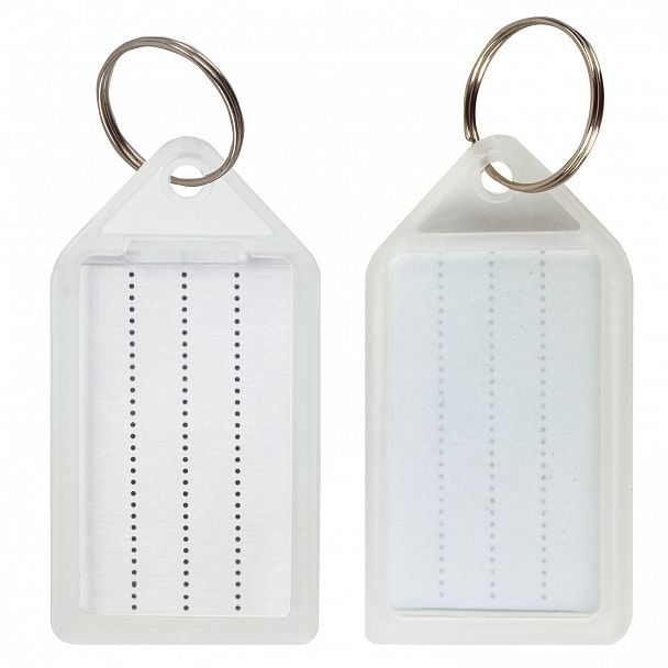Бирки для ключей КОМПЛЕКТ 20 ШТ., длина 55 мм, инфо-окно 39х22 мм, ПРОЗРАЧНЫЕ, BRAUBERG, 237496, 95 - Вид 5