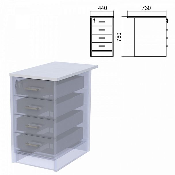 Крышка для тумбы приставной (АТ-07) "Арго", 440х730х22 мм, серый - Вид 1