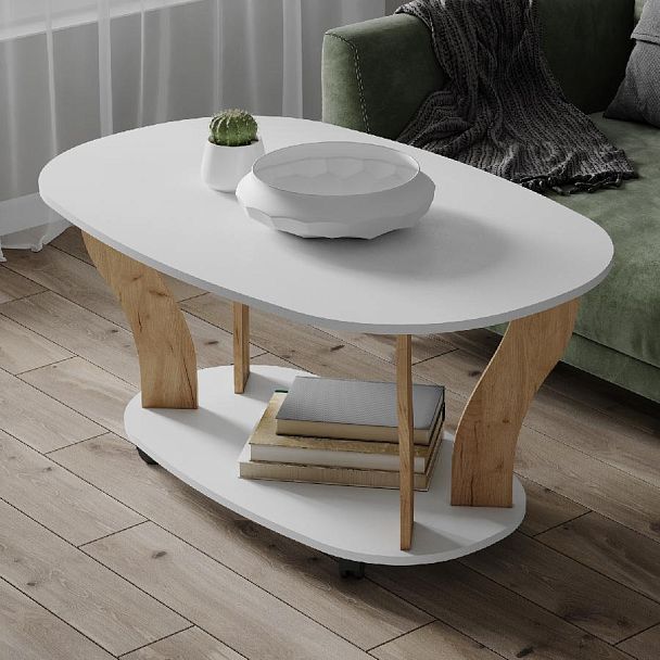 Стол Журнальный Консул-3 (900*560*600) белый/дуб крафт золотой - Вид 1