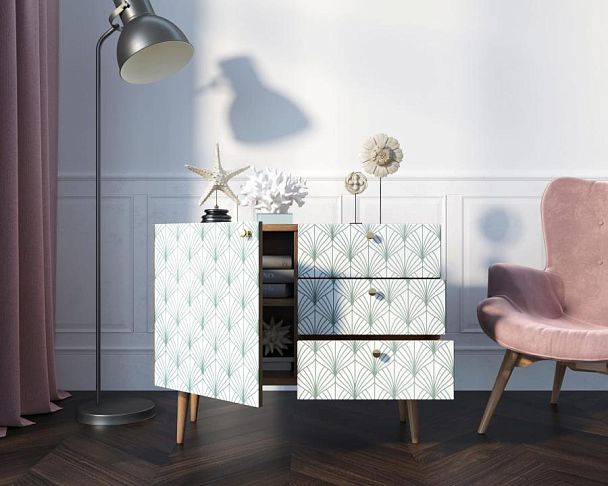 Комод Berber три ящика и дверка 38 принт арт BB34/Print_38 - Вид 2