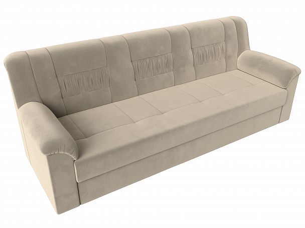 Прямой диван Карелия (полностью микровельвет бежевый) - Вид 5