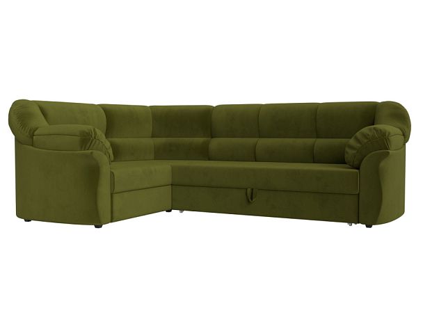 Диван угловой Карнелла левый (полностью микровельвет зеленый) - Вид 1