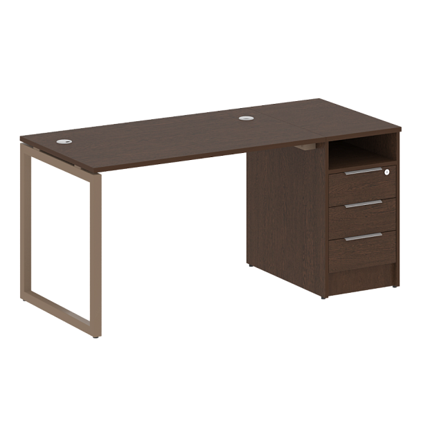 Metal System Quattro Р. ст. с тумбой на О-образном м/к 40БО.РС-СТП-1.2 Венге/Мокко металл 1612*720*750 - Вид 1