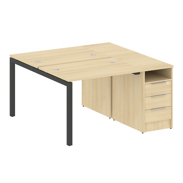 Metal System Quattro Р. ст. с тумбой на П-образном м/к 50БП.РС-СТП-2.1 Акация/Антрацит металл 1412*1475*750 - Вид 1