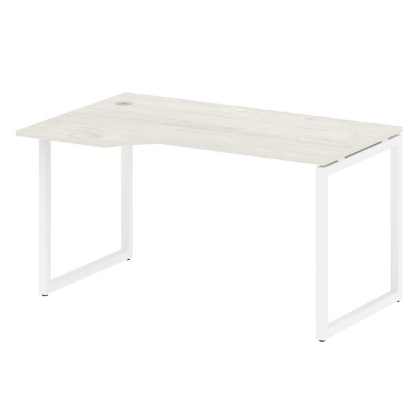Metal System Quattro Стол криволинейный левый на О-образном м/к 40БО.СА-2 (L) Дуб наварра/Белый металл 1400*900*750 - Вид 1