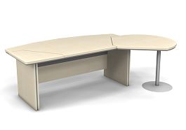 Стол руководителя с вставками и брифингом L,R 2350 Берлин Береза Майнау СРБ.В 18-150 - Фото предпросмотра