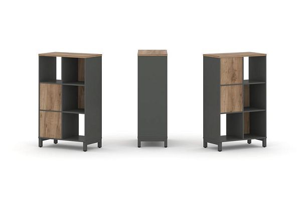 Style Project Набор стеллажа 2-х сторон., 3 яр. SN.NSD-321 Антрацит/Дуб Табак/Металл Антрацит 754*40 - Вид 1