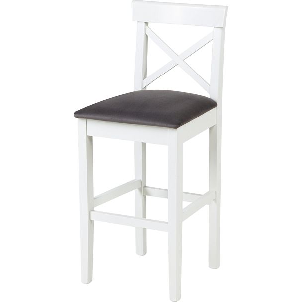 Стул деревянный полубарный Бергольф с мягким сиденьем Белый/Серый велюр - Вид 1