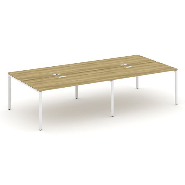 Concept Рабочая станция на 4 места CN.DRS-008 Дуб Винченцо/Металл Белый 3160*1480*750 - Вид 1