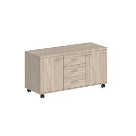 Тумба сервисная Sigma с 3 ящ. 1204х460х619, с замком, 2 фасадами / корпус: дуб светлый; фасады: дуб светлый - Фото предпросмотра