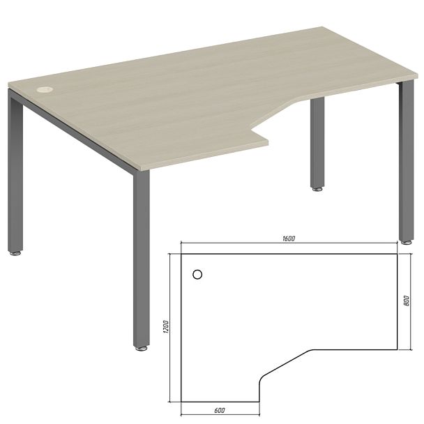 Эргономичный стол левый Trend Metal 160x120x75 дуб феррара - Вид 1