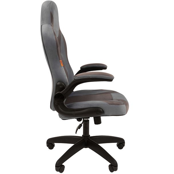 Кресло CHAIRMAN GAME 55, ткань велюр, голубой/серый - Вид 4