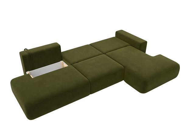 Диван угловой Лига-036 Модерн Лонг правый угол Микровельвет зеленый - Вид 9