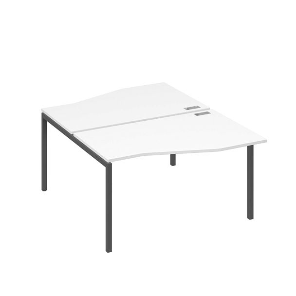 Рабочая станция каркас DUE столы (2х140) Техно A4 А4 Б2 190 БП белый премиум / металлокаркас антрацит - Вид 1