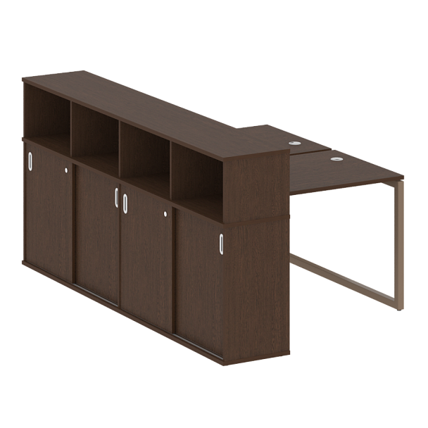 Metal System Quattro Р. ст. с шкафом-купе на О-образном м/к 40БО.РС-СШК-4.1 Т Венге/Мокко металл 1410*2332*1098 - Вид 1