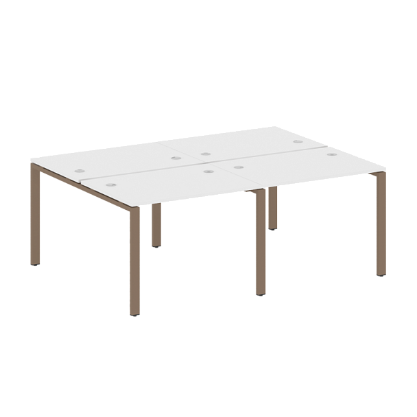 Metal System Р. ст. на 4 раб. места на П-образном м/к БП.СМ-4.1 Белый/Мокко металл 2000*1475*750 - Вид 1
