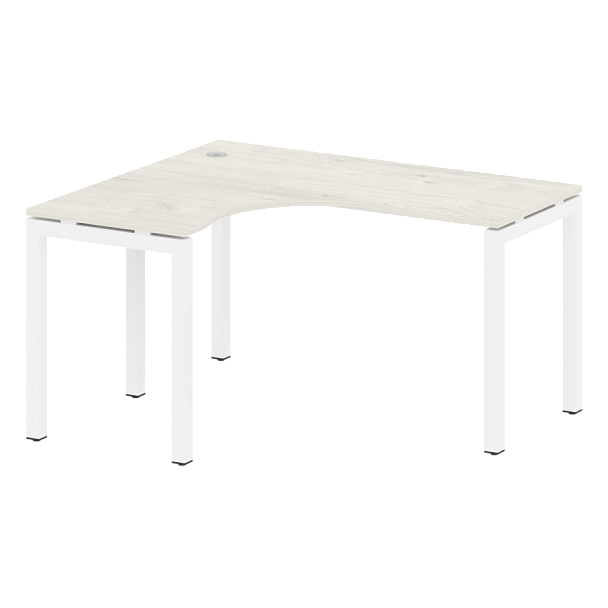 Metal System Quattro Стол криволинейный левый на П-образном м/к 50БП.СА-3 (L) Дуб наварра/Белый металл 1400*1200*750 - Вид 1