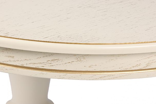 Стол деревянный раздвижной Элат D90(130)х90х76 Слоновая кость с золотой патиной - Вид 9