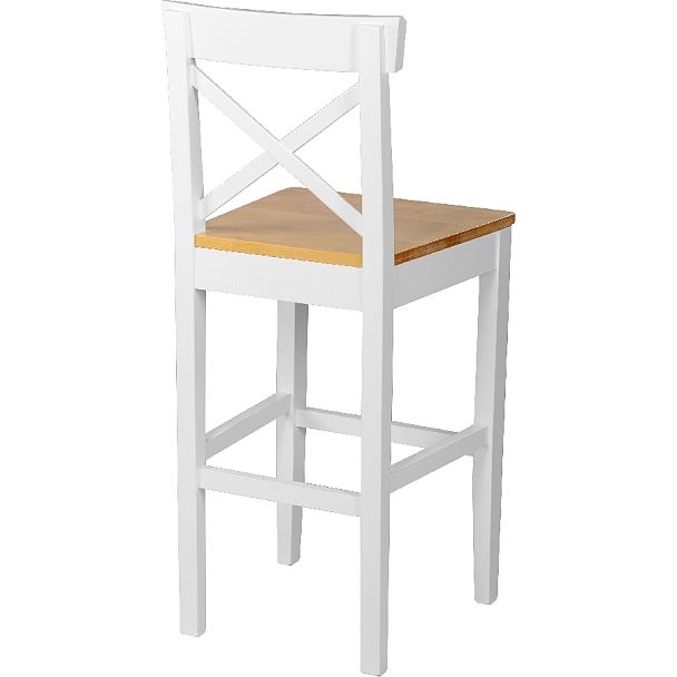 Комплект деревянных полубарных стульев с жестким сиденьем Бергольф Белый/Натуральный, 3 шт. - Вид 4