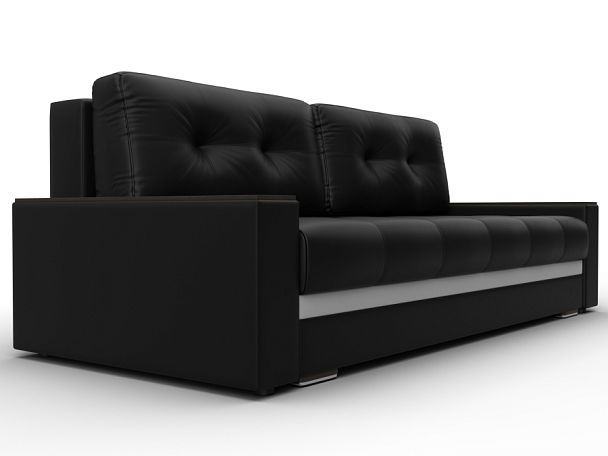 Диван прямой с декором Лига-096 НПБ Экокожа черный - Вид 3