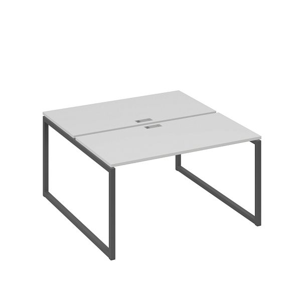 Рабочая станция 2х140 на опорах QUATTRO A4 А4 Б4 174 БП серый / металлокаркас антрацит - Вид 1