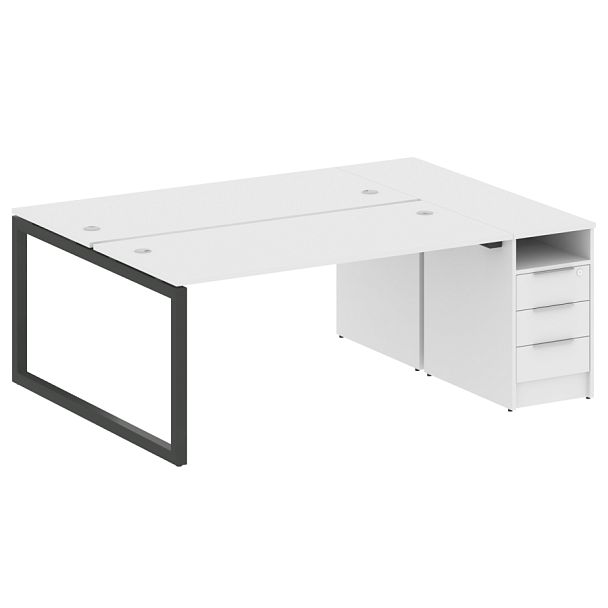 Metal System Quattro Р. ст. с тумбой на О-образном м/к 50БО.РС-СТП-2.4 Белый/Антрацит металл 2012*1475*750 - Вид 1