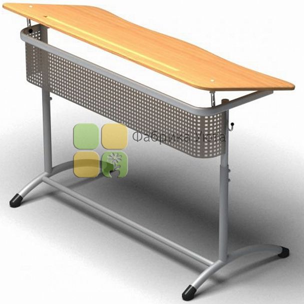 Парта двухместная ЭКСТРА (Р) с угл. накл. стол. и перф. экраном, рег  (4-6 гр) - Вид 1