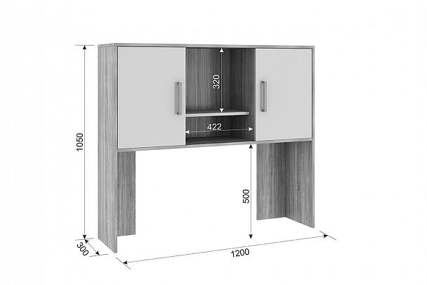 Лайт-2 Надстройка стола компьютерного 1200 NKL02S1.2.1623 дуб сонома/белый - Вид 4