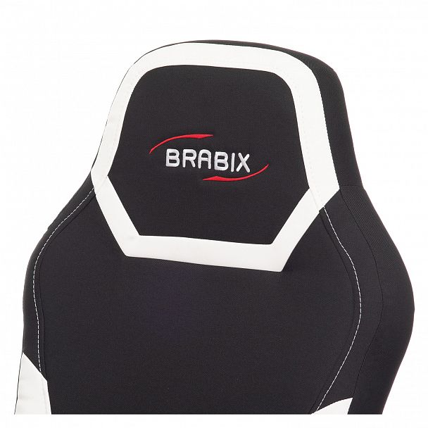 Кресло компьютерное BRABIX "Alpha GM-018", ткань/экокожа, черное/белое, 532640, GM-018_532640 - Вид 7
