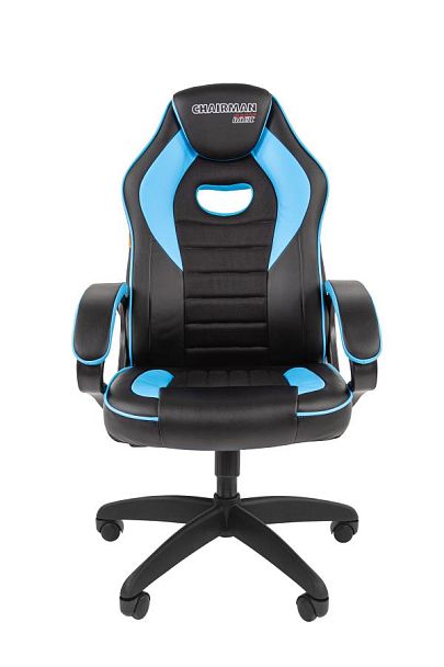 Кресло Chairman game 16 Россия экокожа черный/голубой - Вид 2