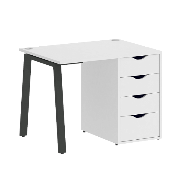 Home Office Стол письменный VR.SP-3-98.4.A Белый бриллиант/Антрацит металл 980*720*750 - Вид 1