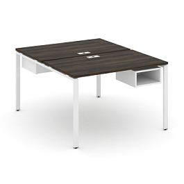 Concept Рабочая станция 2 сторонняя с подвесными тумбами на 2 места CN.DRS-102 Дуб Мали/Белый Бриллиант/Металл Белый 1180*1480*750 - Фото предпросмотра