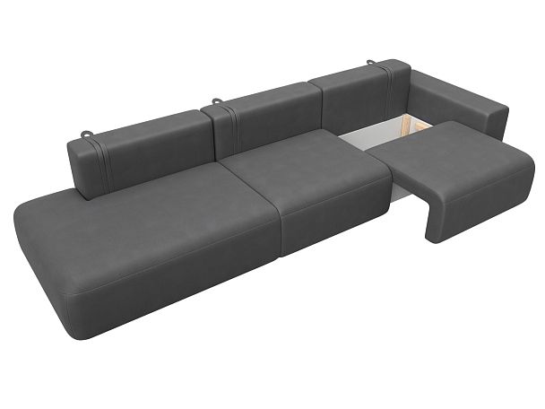 Диван прямой Лига-036 НПБ Модерн Лонг подлокотник справа Искусственная замша серый - Вид 7