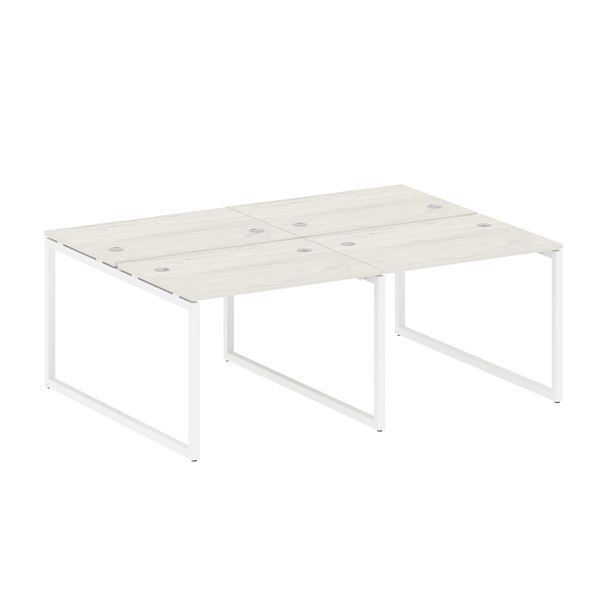 Metal System Quattro Р. ст. на 4 раб. места на О-образном м/к 40БО.СМ-4.1 Дуб наварра/Белый металл 2000*1475*750 - Вид 1