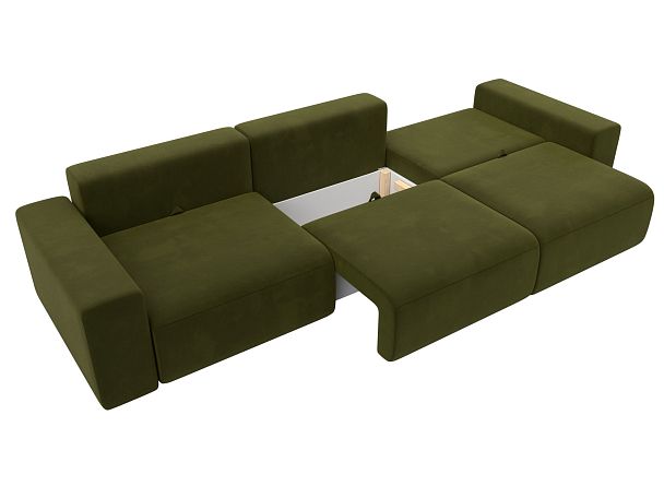 Диван прямой Лига-036 Классик Лонг Микровельвет зеленый - Вид 8