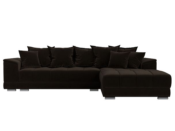 Угловой диван НордСтар правый угол Микровельвет коричневый - Вид 2